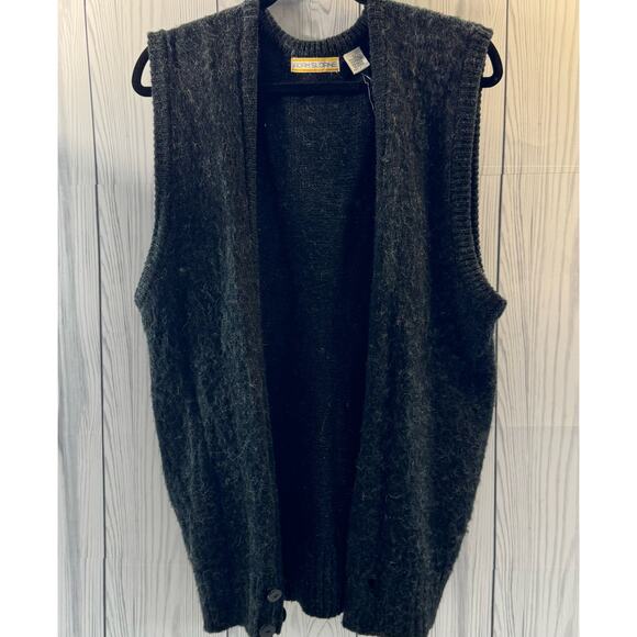 Vintage Adam Sloane Vest  Mohair Blend Mens Gray Grandpa Buttons Large Korea - Picture 1 of 9